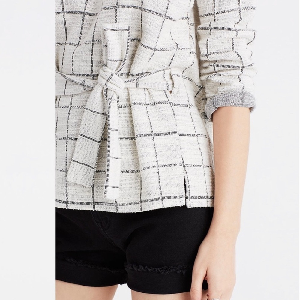 MADEWELL Windowpane Tie Front Top